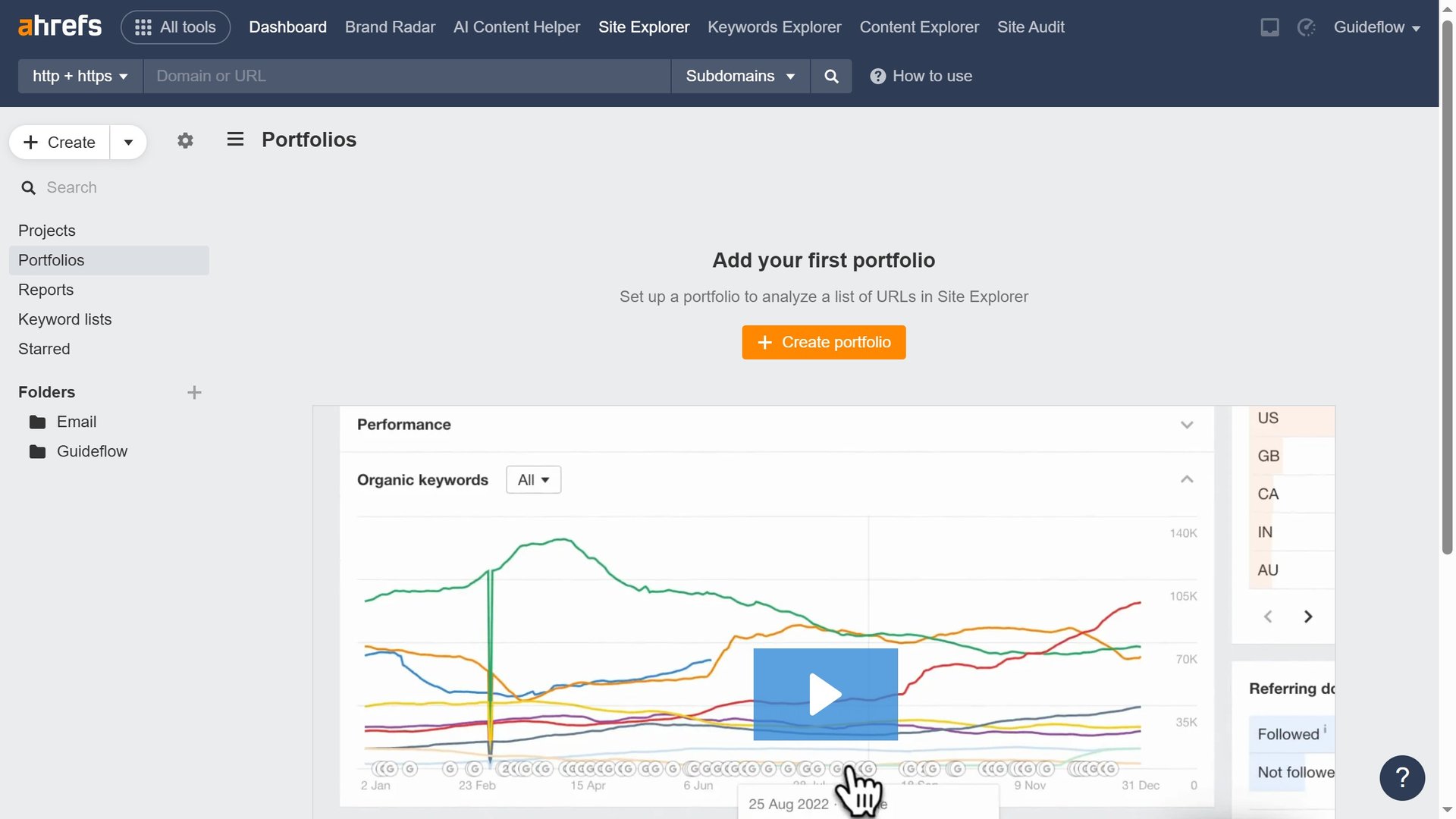 How to view page traffic for backlinks in Ahrefs - Guideflow Tutorials